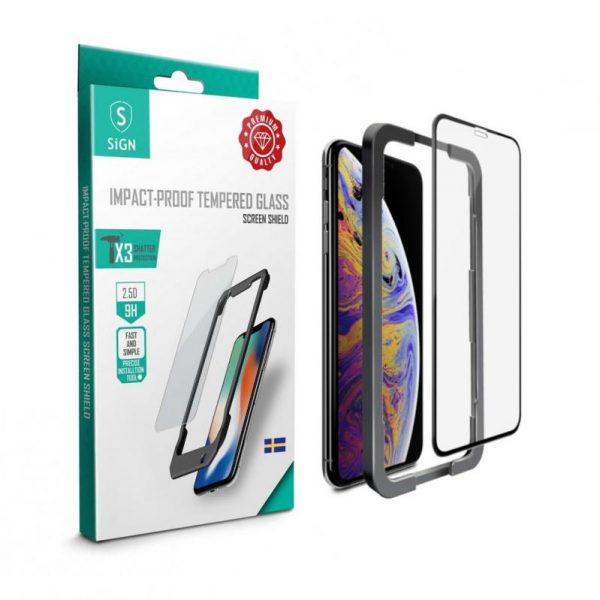 SiGN Skjermbeskyttelse i Herdet Glass for iPhone 12/12 Pro + Monteringsramme