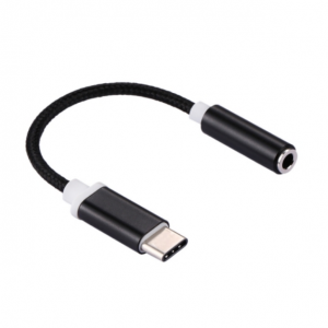 USB-C til 3.5mm Aux adapter, Svart/Nylon