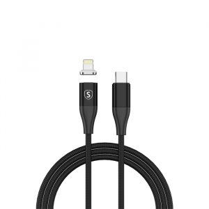 SiGN Magnetisk USB C Lightning Kabel, 3A, 1m - Svart